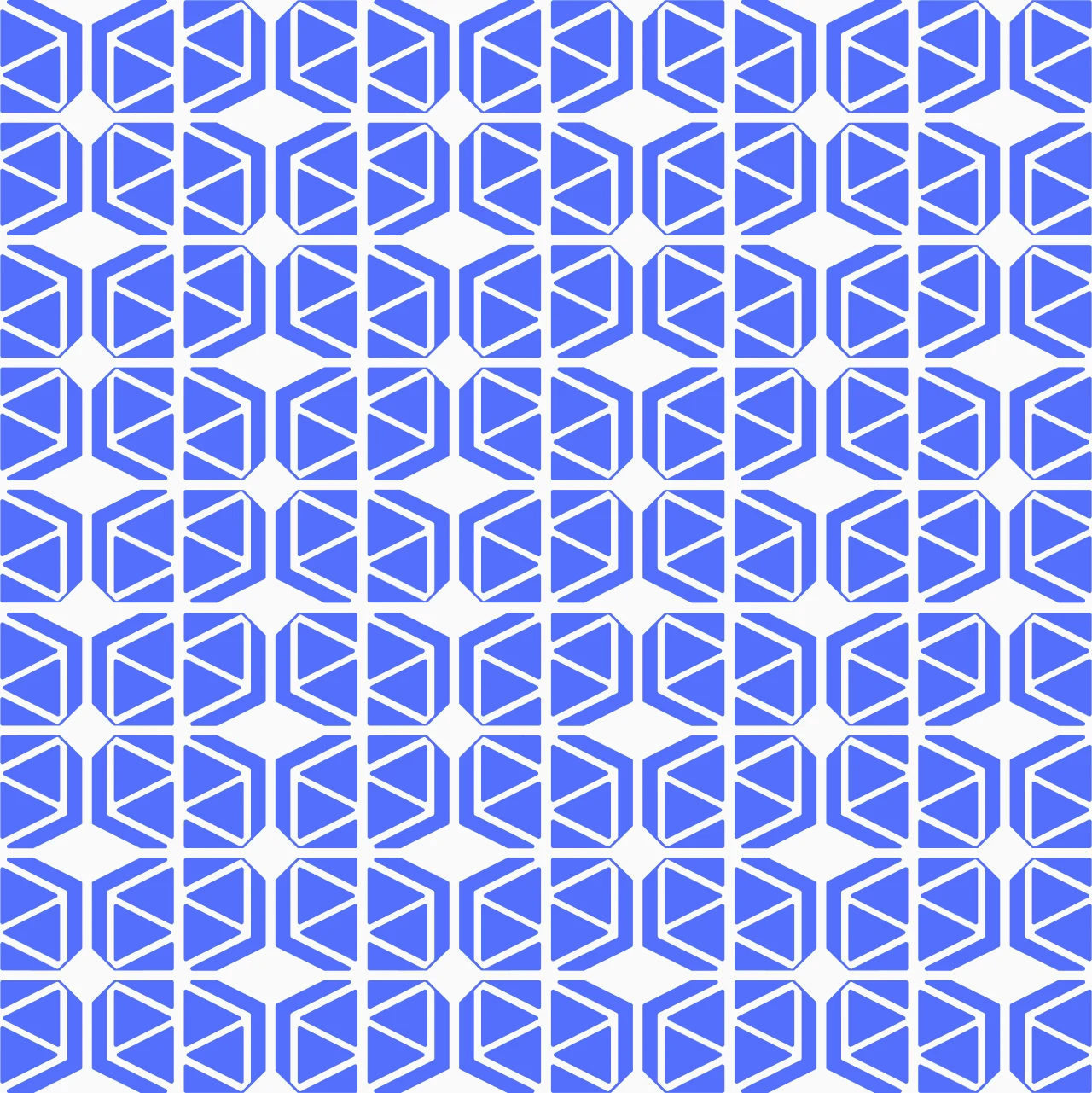 Repeating blue and white geometric pattern derived from the Digi-Realm symbol