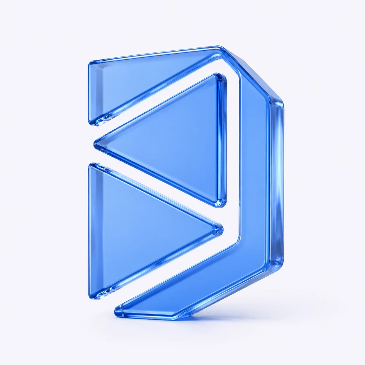 Three-dimensional blue rendering of Digi-Realm’s angular logo symbol